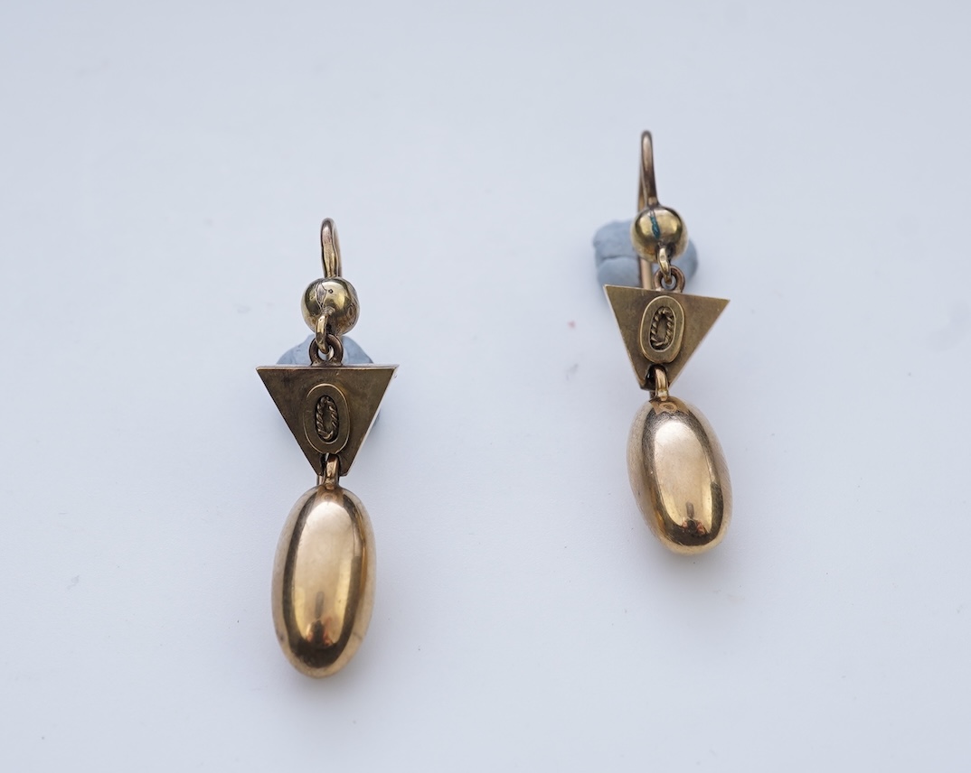 A pair of Victorian gold earrings, mid 19th century